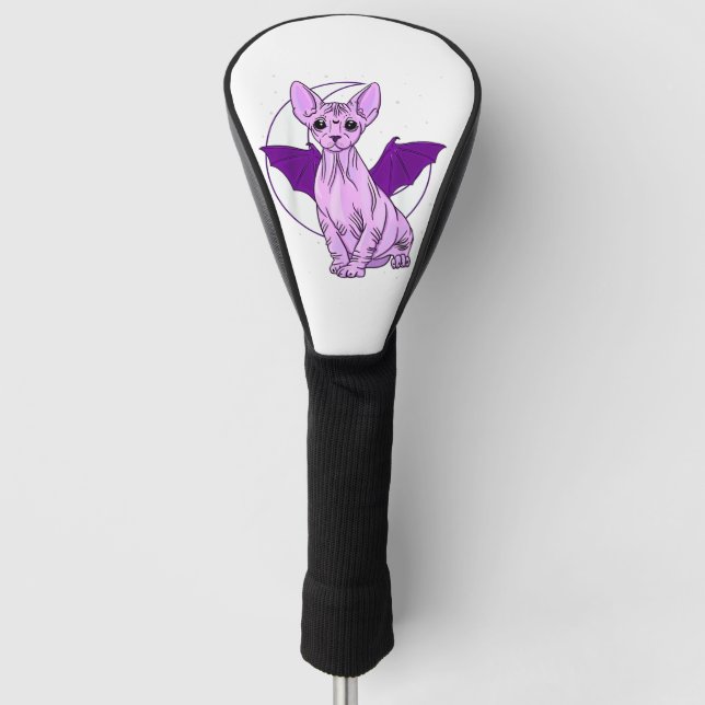 Sphynx Cat Bat Niedliche Pastel Goth Creepy Gothic Golf Headcover (Vorderseite)