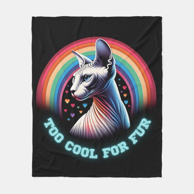 Sphynx Cat Blanket zu Cool für Fur Funny Rainbow Fleecedecke (Vorderseite)