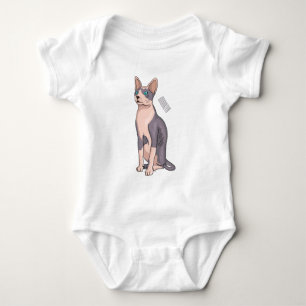 Sphynx cat cartoon illustration baby strampler