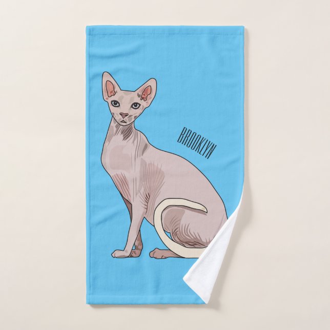 Sphynx cat cartoon illustration badhandtuch set (Handtuch)