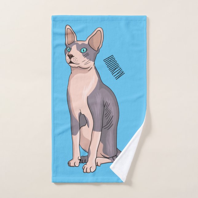 Sphynx cat cartoon illustration badhandtuch set (Handtuch)