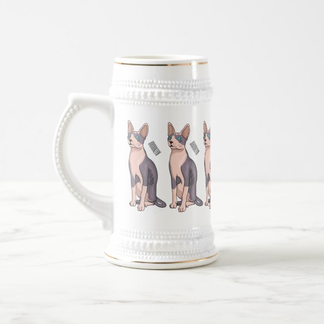 Sphynx cat cartoon illustration bierglas (Links)