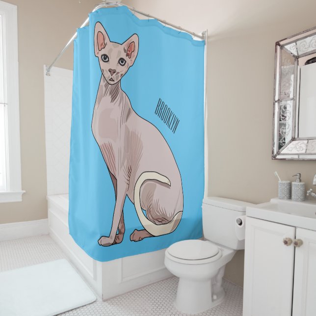 Sphynx cat cartoon illustration duschvorhang (Beispiel)