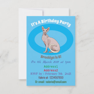 Sphynx cat cartoon illustration einladung