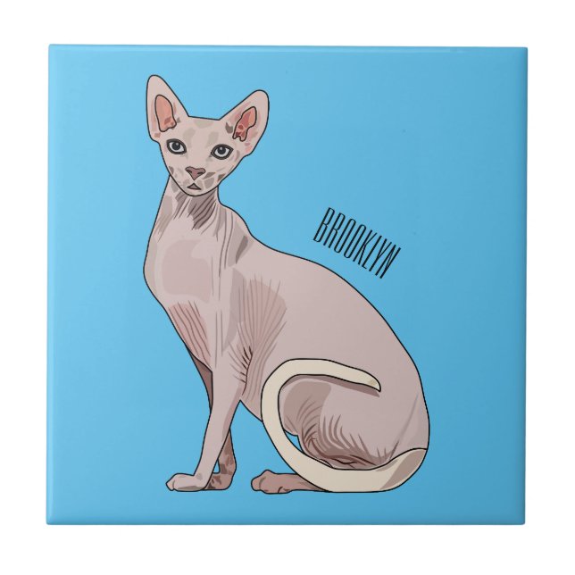 Sphynx cat cartoon illustration fliese (Vorderseite)