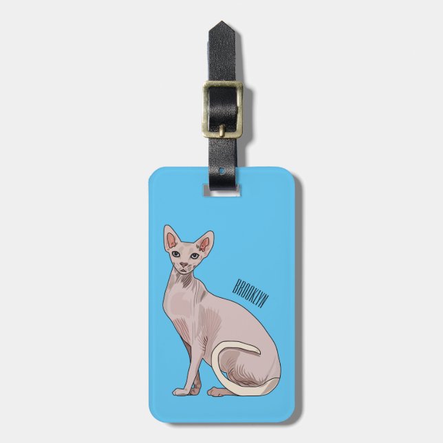 Sphynx cat cartoon illustration gepäckanhänger (Vorderseite vertikal)