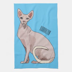 Sphynx cat cartoon illustration geschirrtuch