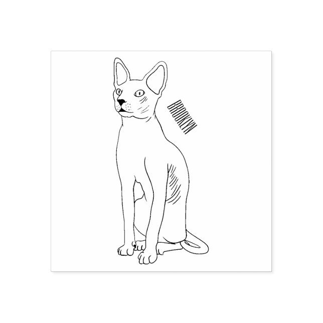 Sphynx cat cartoon illustration gummistempel (Prägung)