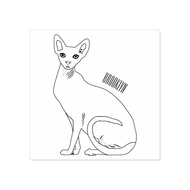 Sphynx cat cartoon illustration gummistempel (Prägung)