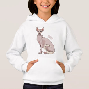 Sphynx cat cartoon illustration hoodie