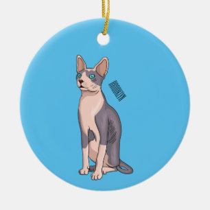 Sphynx cat cartoon illustration keramik ornament