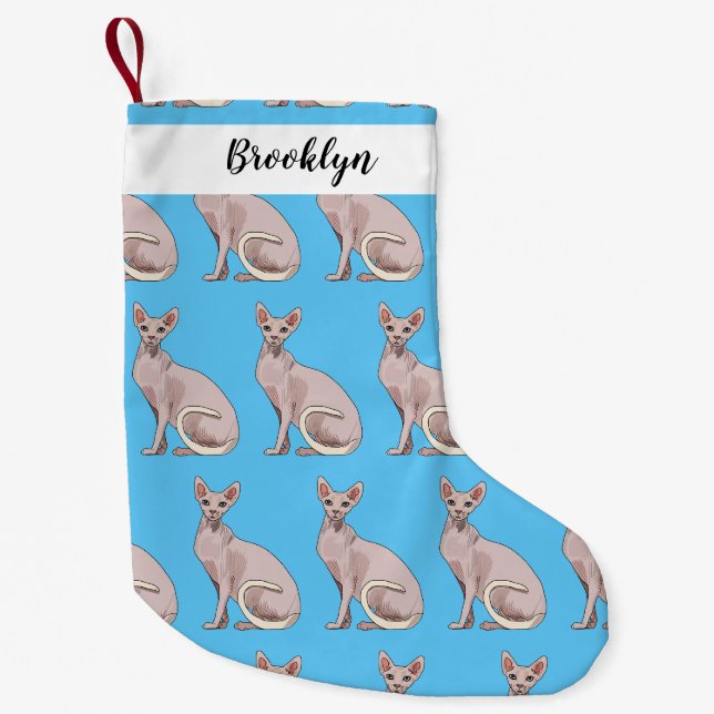 Sphynx cat cartoon illustration kleiner weihnachtsstrumpf (Vorderseite)