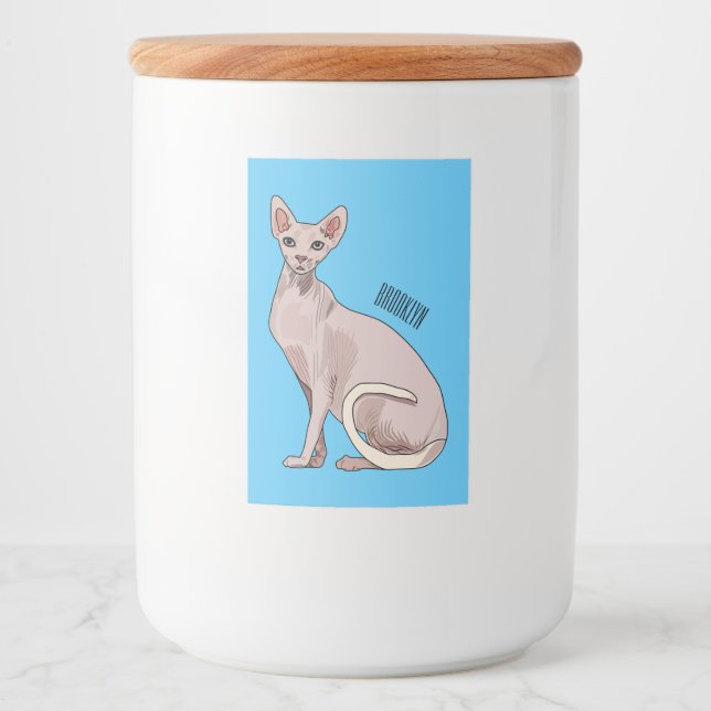 Sphynx cat cartoon illustration lebensmitteletikett (Vorderseite)