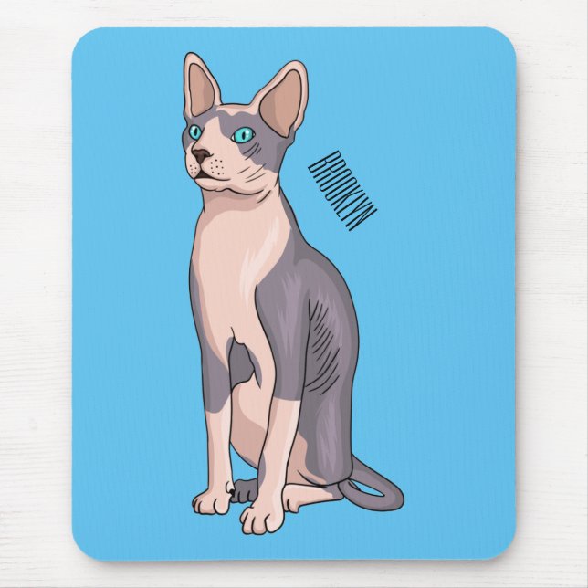 Sphynx cat cartoon illustration mousepad (Vorne)