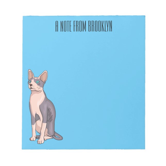 Sphynx cat cartoon illustration notizblock (Vorderseite)