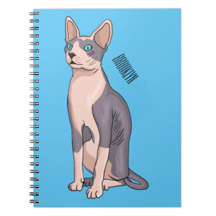 Sphynx cat cartoon illustration  notizblock