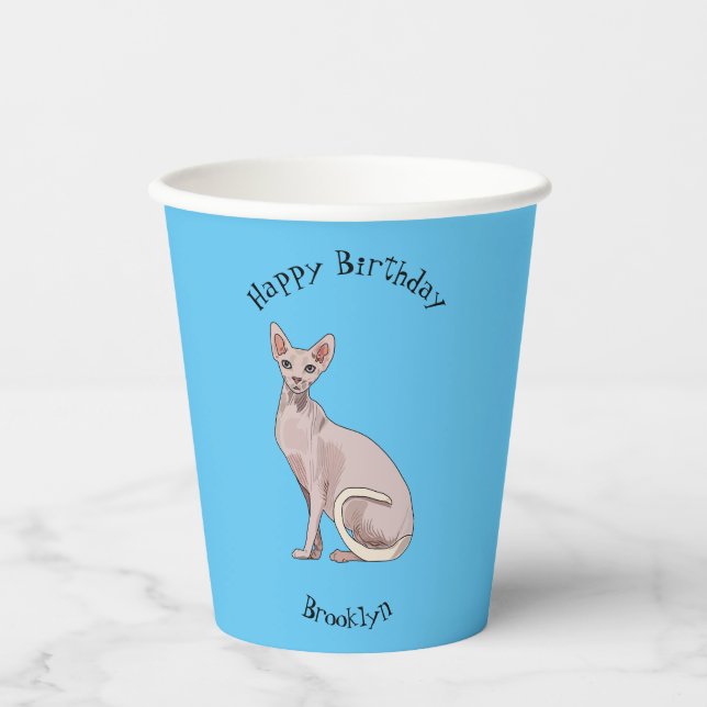 Sphynx cat cartoon illustration pappbecher (Vorderseite)