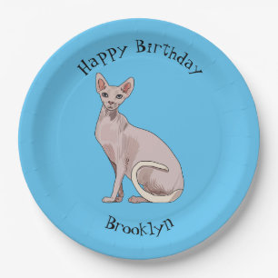 Sphynx cat cartoon illustration pappteller