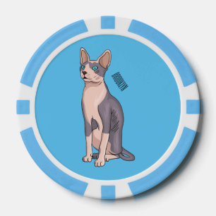 Sphynx cat cartoon illustration pokerchips