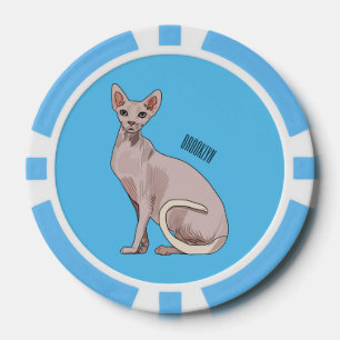 Sphynx cat cartoon illustration pokerchips