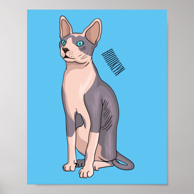 Sphynx cat cartoon illustration poster (Vorne)
