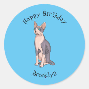Sphynx cat cartoon illustration runder aufkleber