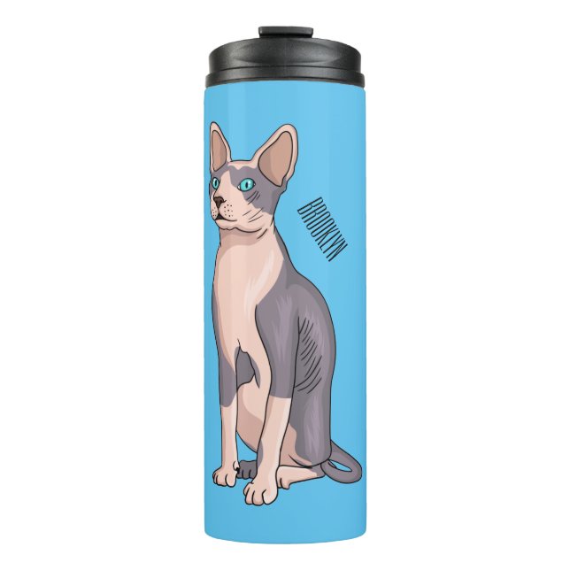 Sphynx cat cartoon illustration thermosbecher (Vorderseite)