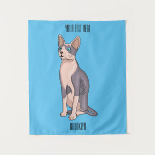 Sphynx cat cartoon illustration wandteppich