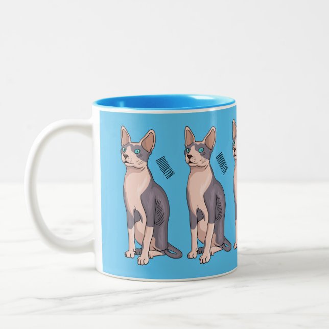 Sphynx cat cartoon illustration zweifarbige tasse (Links)