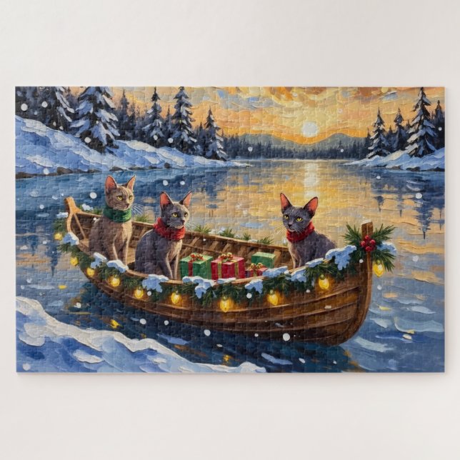 Sphynx Cat Christmas Boat Holiday (Horizontal)