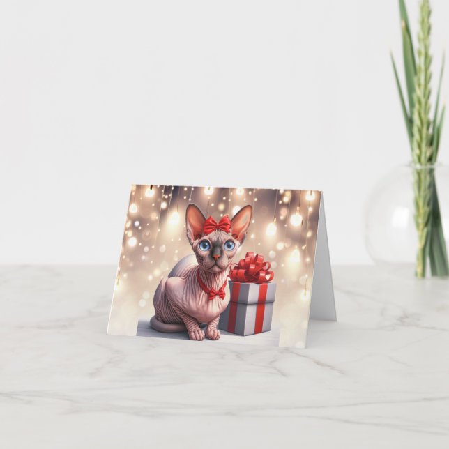 Sphynx Cat Christmas Card Karte (Vorderseite)