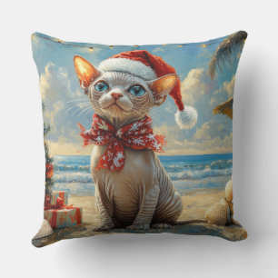 Sphynx Cat Christmas Vintag Beach Kissen
