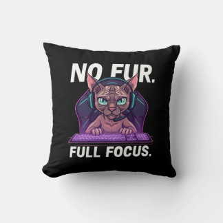 Sphynx Cat Gamer Full Focus Neon Art Kissen