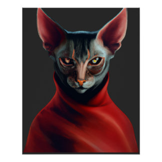 Sphynx Cat- Half Cat, Halb Teufel, Master Sphynx # Poster