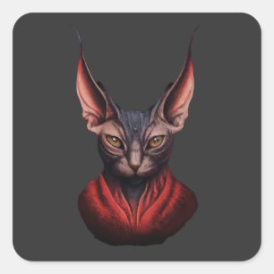 Sphynx Cat- Half Cat, Halb Teufel, Master Sphynx # Quadratischer Aufkleber
