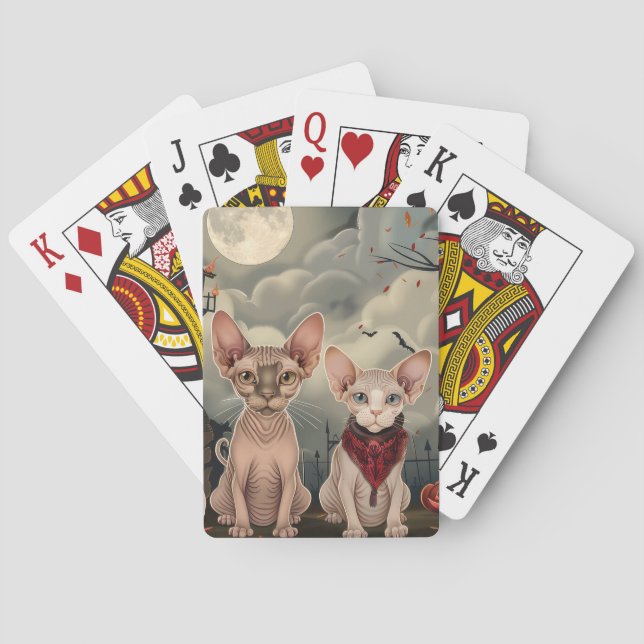 Sphynx Cat Halloween Spooky Spielkarten (Rückseite)