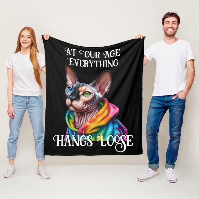 Sphynx Cat Hangs Loose Retro Geburtstag Fleecedecke (Beispiel)