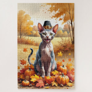 Sphynx Cat im Herbst lässt Erntedank Art