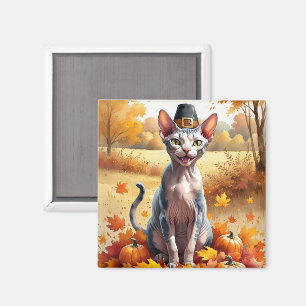 Sphynx Cat im Herbst lässt Erntedank Art Magnet
