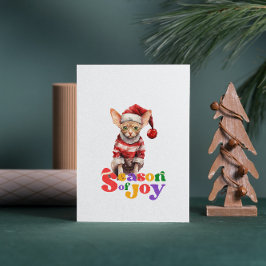 Sphynx Cat Jahreszeit der Freude Weihnachten Gruß Karte