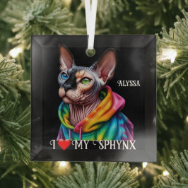 Sphynx Cat Liebe Black Ornament Aus Glas