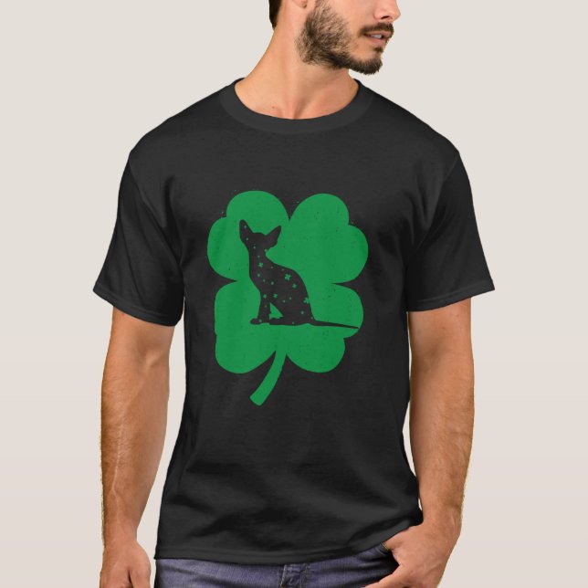 Sphynx Cat Lover Irish Kleeblatt Leaf St Patrick s T-Shirt (Vorderseite)