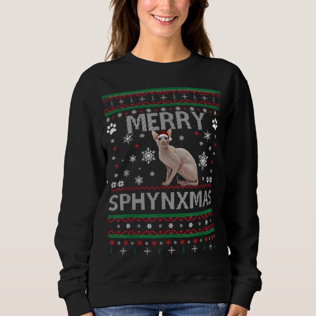 Sphynx Cat Lover Weihnachten Ugly Xmas Sweater Sph Sweatshirt (Vorderseite)