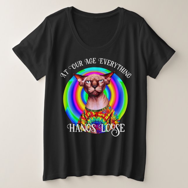Sphynx Cat Over the Hill Birthday Große Größe T-Shirt (Design vorne)