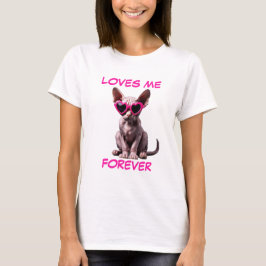 Sphynx Cat Pink Herz Herz-Shaped Sonnenbrille T-Shirt