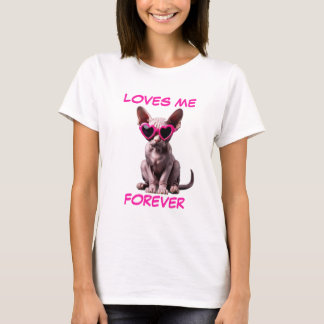 Sphynx Cat Pink Herz Herz-Shaped Sonnenbrille T-Shirt