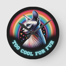 Sphynx Cat Wall Clock zu Cooles Funny Sprichwort