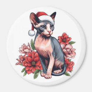 Sphynx Cat Weihnachtsmannmütze Weihnachten Magnet