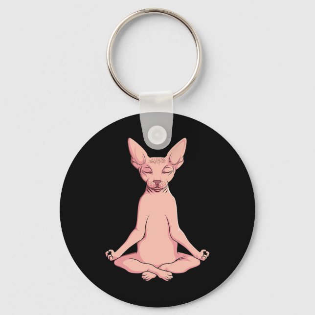 Sphynx Cat Yoga Meditation Züchter Frischtier Schlüsselanhänger (Vorderseite)