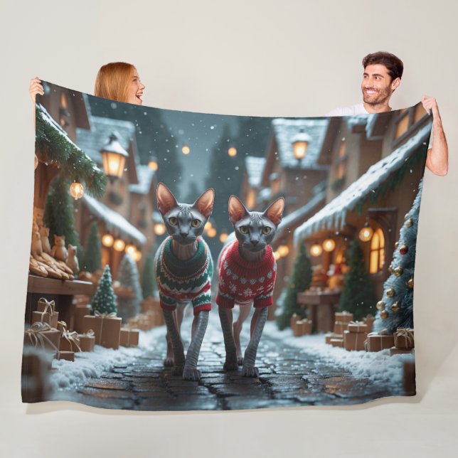 Sphynx Cats Christmas Snow Holiday Fleecedecke (Beispiel)